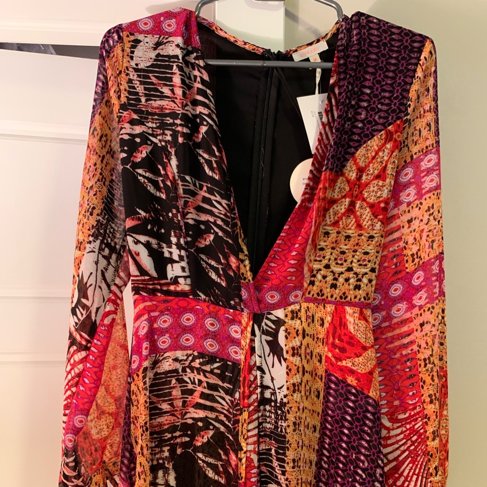 Luxxel Long Sleeve Maxi Dress Tropical Multicolor